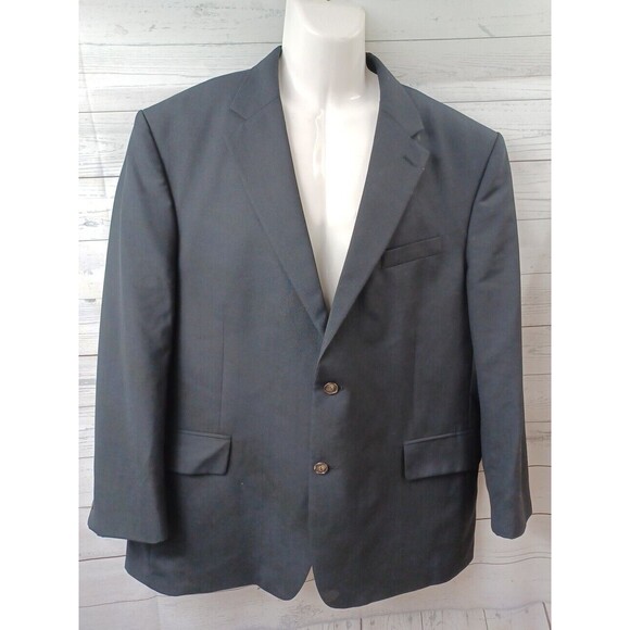 Versini Mens Wool Sport Coat Blazer Jacket Black Two Button 48R - Picture 1 of 5